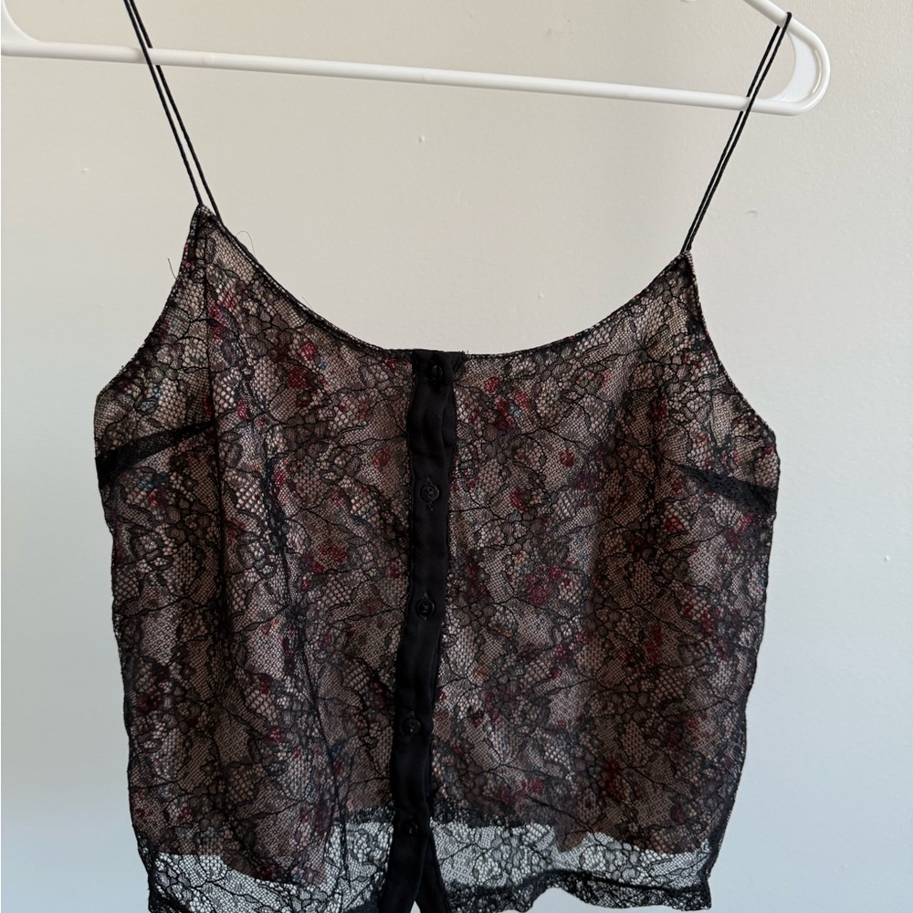 Stradivarius Pink Floral Lace Camisole